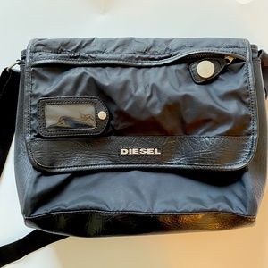 Diesel Leather & Nylon Black Messenger Bag